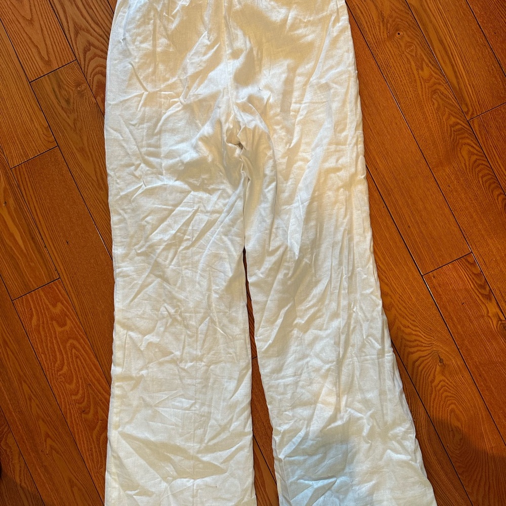 Ann Taylor Cream Linen Trousers